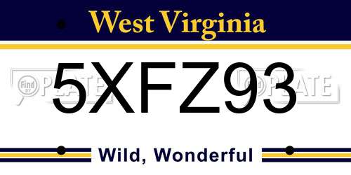 5XFZ93 West Virginia License Plate