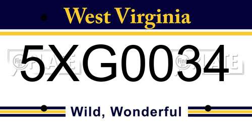 5XG0034 West Virginia License Plate