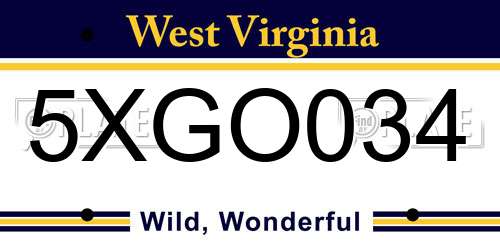 5XGO034 West Virginia License Plate