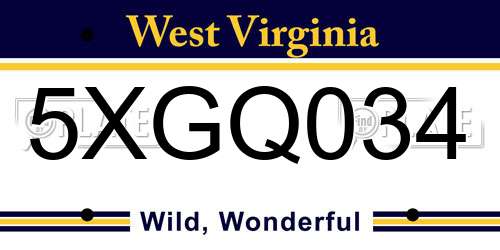5XGQ034 West Virginia License Plate