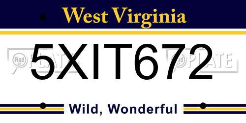 5XIT672 West Virginia License Plate