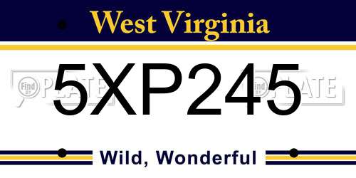 5XP245 West Virginia License Plate