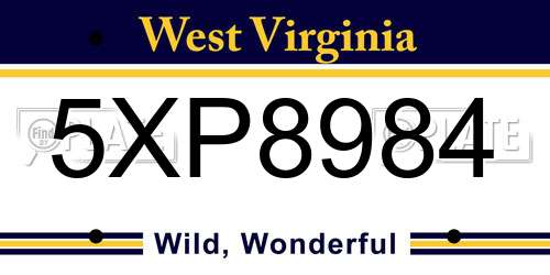 5XP8984 West Virginia License Plate