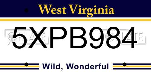 5XPB984 West Virginia License Plate