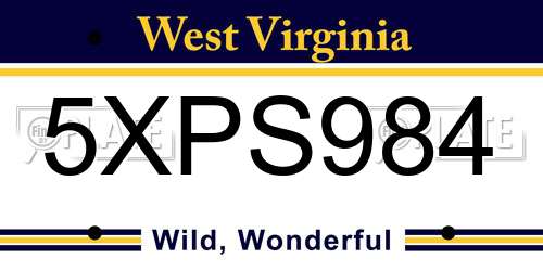 5XPS984 West Virginia License Plate
