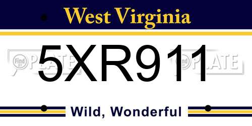 5XR911 West Virginia License Plate
