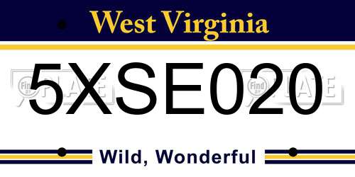 5XSE020 West Virginia License Plate