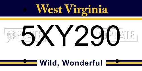 5XY290 West Virginia License Plate