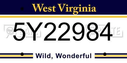 5Y22984 West Virginia License Plate
