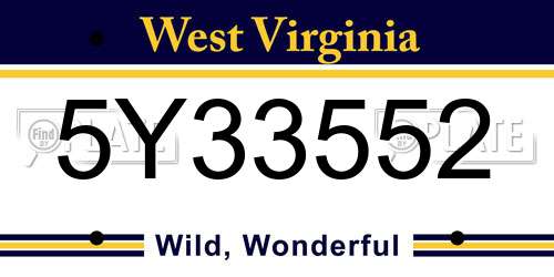 5Y33552 West Virginia License Plate