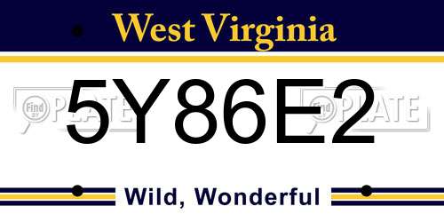 5Y86E2 West Virginia License Plate