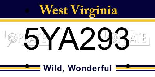 5YA293 West Virginia License Plate