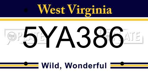 5YA386 West Virginia License Plate