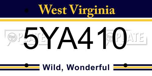 5YA410 West Virginia License Plate
