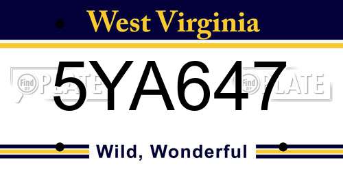 5YA647 West Virginia License Plate