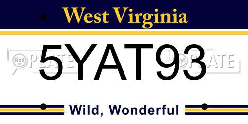 5YAT93 West Virginia License Plate