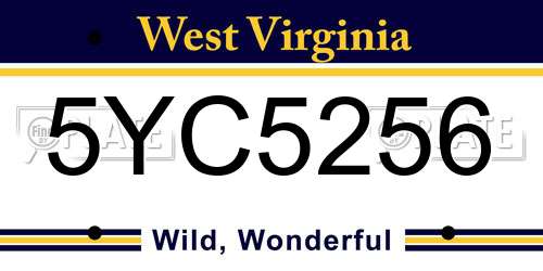 5YC5256 West Virginia License Plate