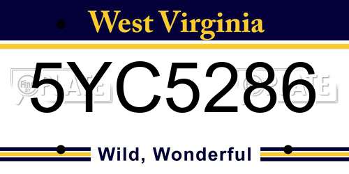 5YC5286 West Virginia License Plate
