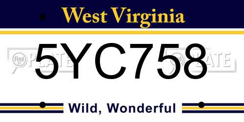 5YC758 West Virginia License Plate