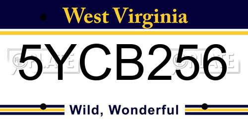 5YCB256 West Virginia License Plate