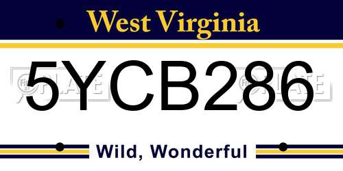 5YCB286 West Virginia License Plate
