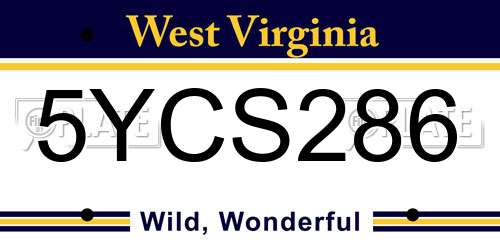 5YCS286 West Virginia License Plate
