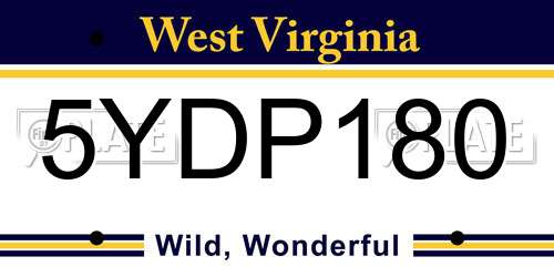 5YDP180 West Virginia License Plate