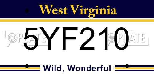 5YF210 West Virginia License Plate