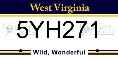 5YH271 West Virginia License Plate