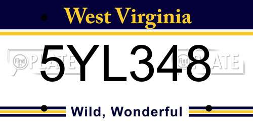 5YL348 West Virginia License Plate