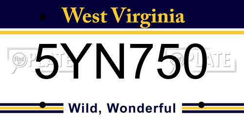 5YN750 West Virginia License Plate