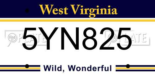 5YN825 West Virginia License Plate