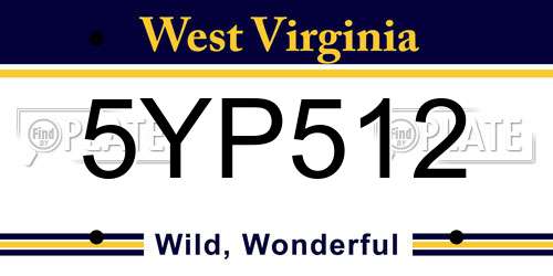 5YP512 West Virginia License Plate
