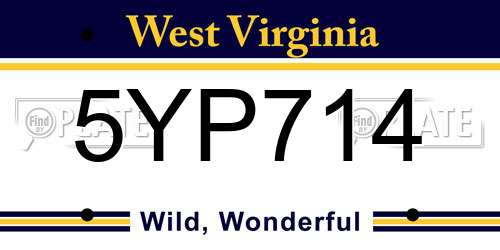 5YP714 West Virginia License Plate