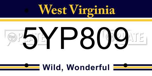5YP809 West Virginia License Plate