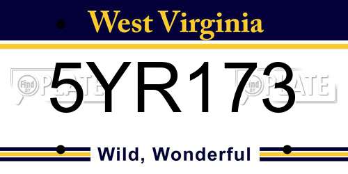 5YR173 West Virginia License Plate