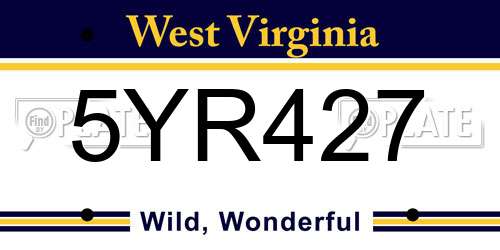 5YR427 West Virginia License Plate