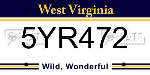 5YR472 West Virginia License Plate