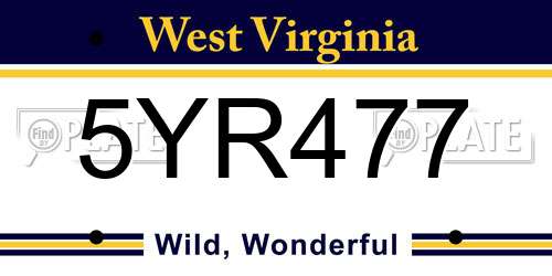 5YR477 West Virginia License Plate