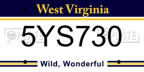 5YS730 West Virginia License Plate