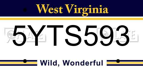 5YTS593 West Virginia License Plate