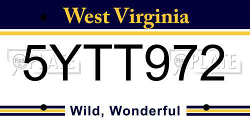5YTT972 West Virginia License Plate