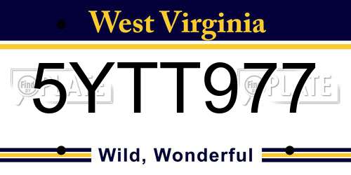 5YTT977 West Virginia License Plate
