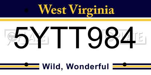 5YTT984 West Virginia License Plate
