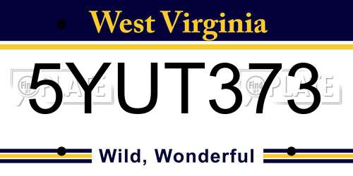 5YUT373 West Virginia License Plate