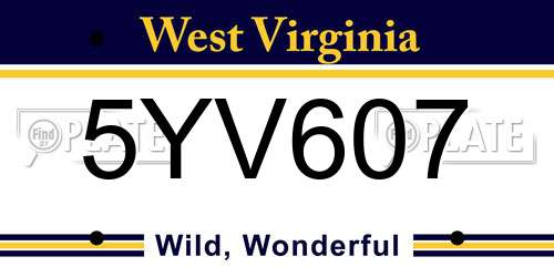 5YV607 West Virginia License Plate