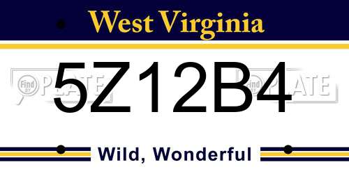 5Z12B4 West Virginia License Plate