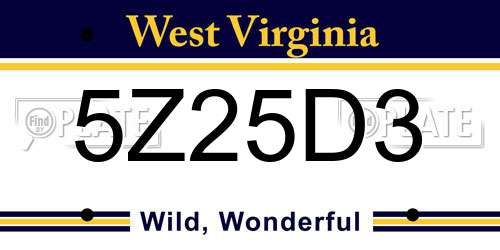 5Z25D3 West Virginia License Plate