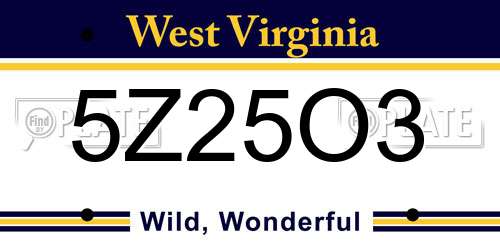 5Z25O3 West Virginia License Plate