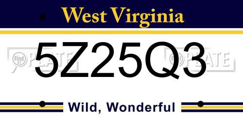 5Z25Q3 West Virginia License Plate